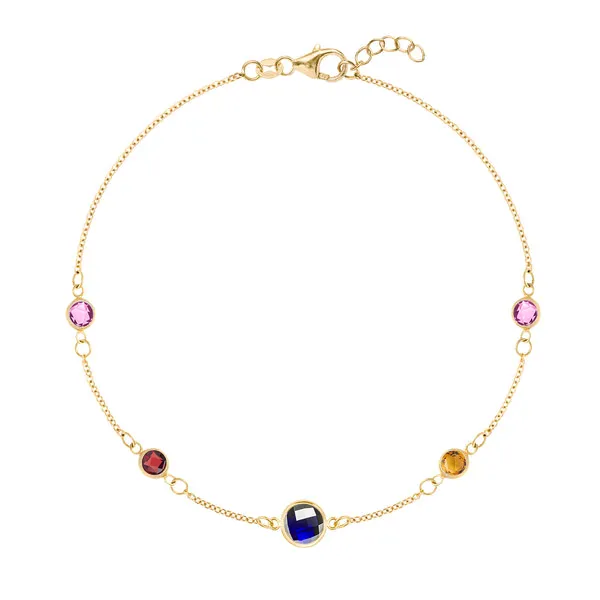 Personalized 1 Grand & 4 Classic Birthstone Bracelet in 14k Gold sold by Haverhill