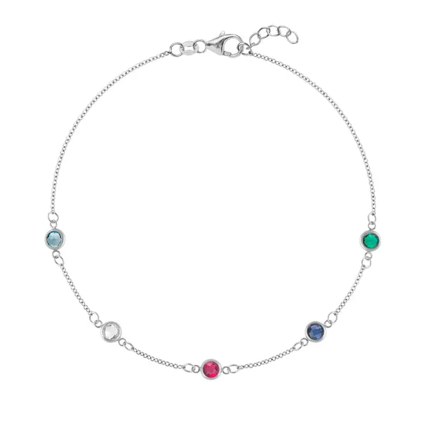 Personalized Classic 5 Birthstone Bracelet in 14k Gold sold by Haverhill