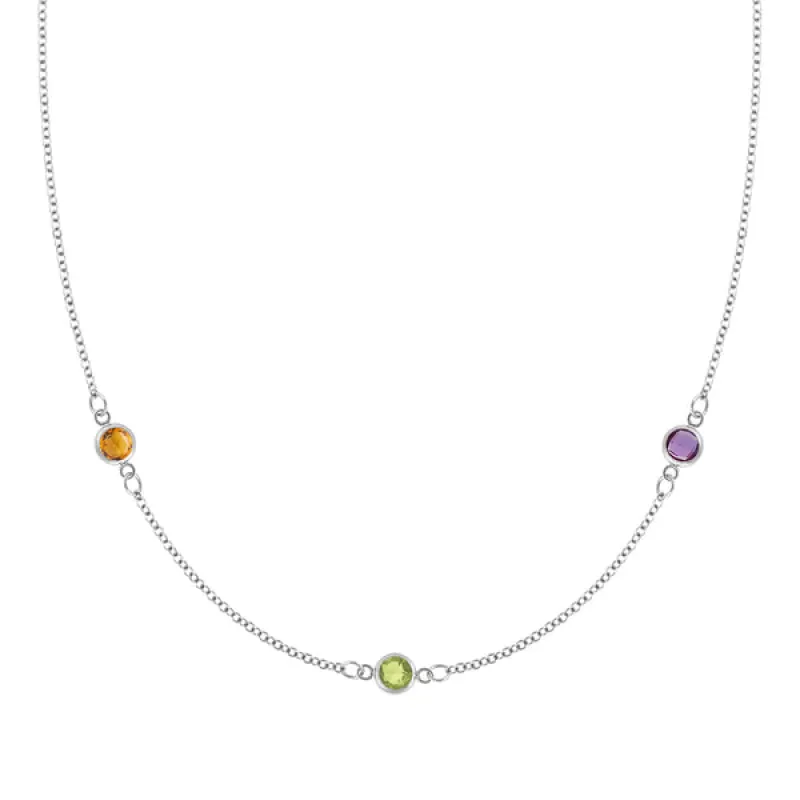 Personalized Classic 3 Birthstone Necklace in 14k Gold sold by Haverhill