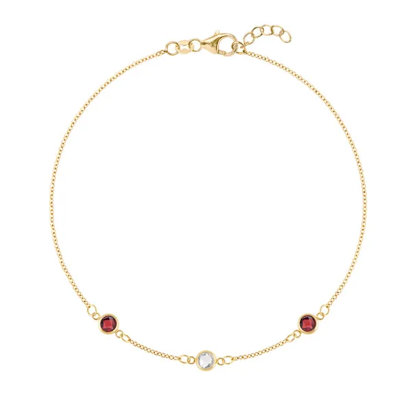 Personalized Classic 3 Birthstone Bracelet in 14k Gold sold by Haverhill