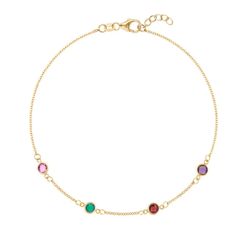 Personalized Classic 4 Birthstone Bracelet in 14k Gold sold by Haverhill