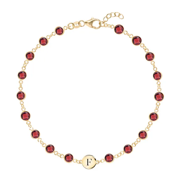 Personalized Newport 1 Letter Birthstone Bracelet in 14k Gold sold by Haverhill