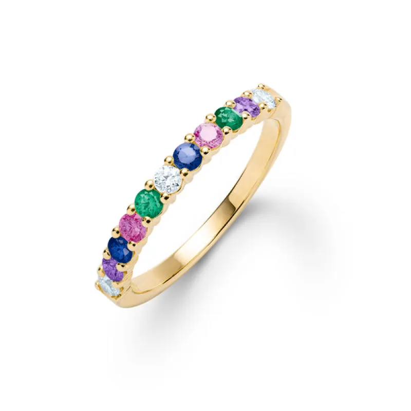 Personalized Rosecliff Birthstone Stackable Ring in 14k Gold sold by Haverhill