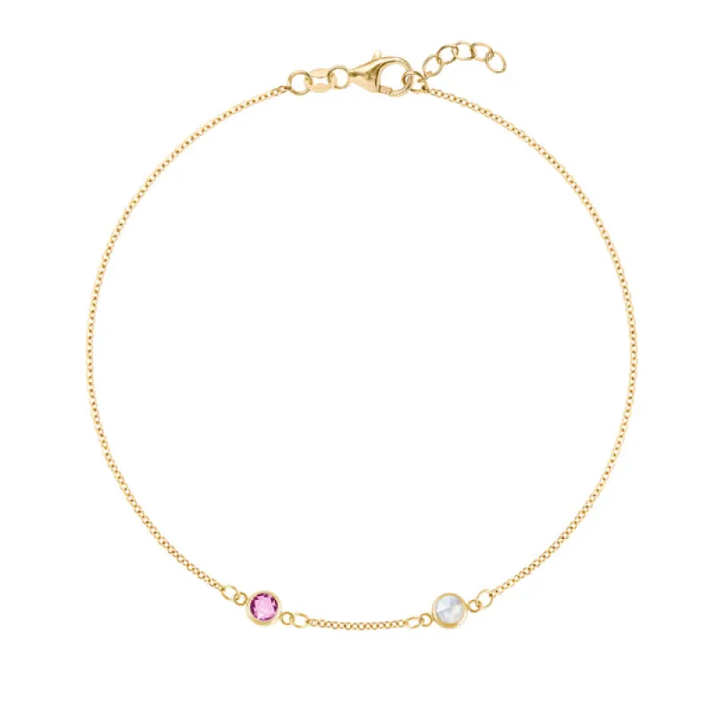 Personalized Classic 2 Birthstone Bracelet in 14k Gold sold by Haverhill