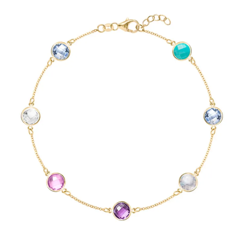 Personalized Grand 7 Birthstone Bracelet in 14k Gold sold by Haverhill