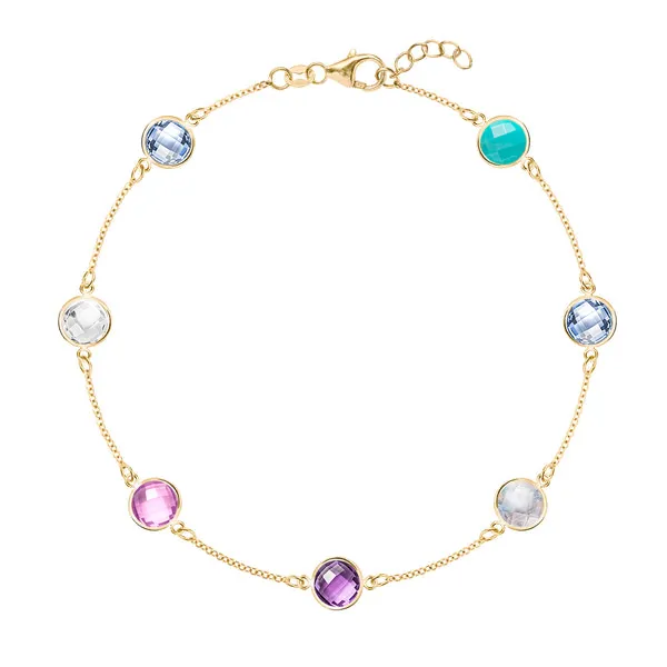 Personalized Grand 7 Birthstone Bracelet in 14k Gold sold by Haverhill