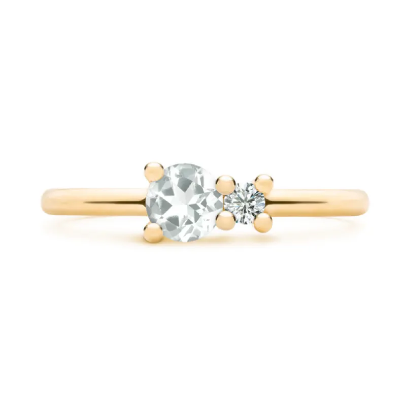 Personalized Greenwich Solitaire Birthstone & Diamond Ring in 14k Gold sold by Haverhill