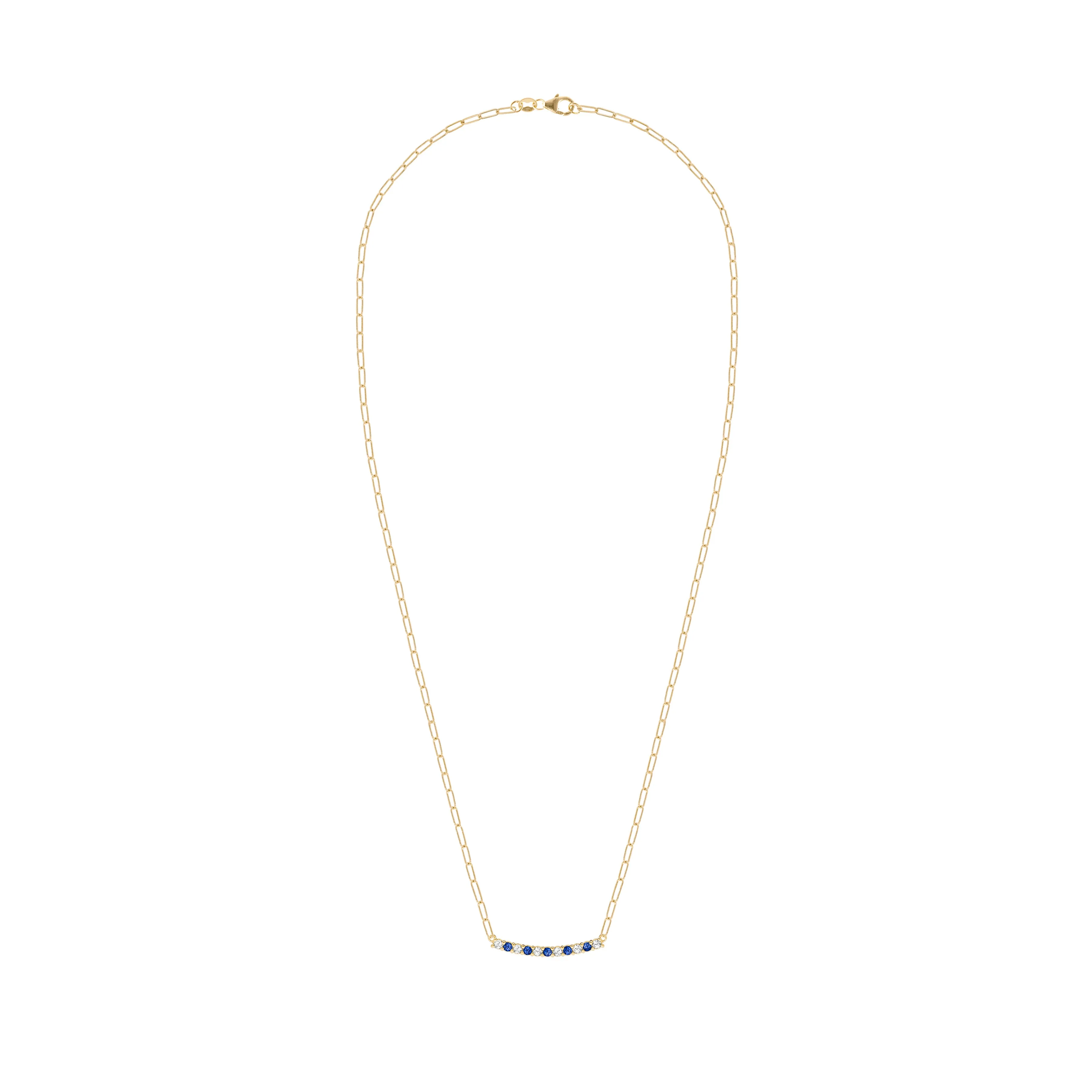 Rosecliff Diamond & Sapphire Bar Adelaide Mini Necklace in 14k Gold (September) sold by Haverhill product image thumbnail 5
