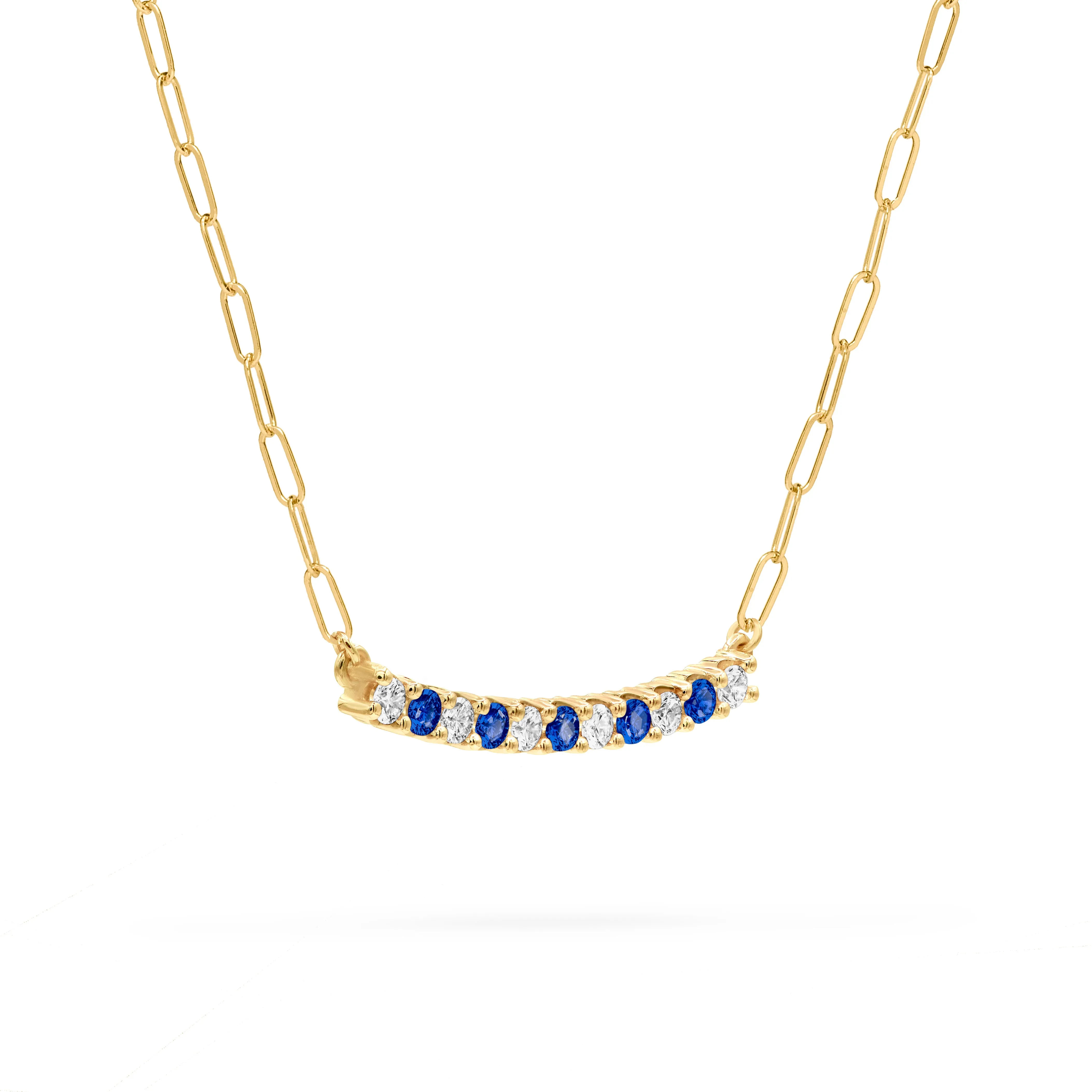 Rosecliff Diamond & Sapphire Bar Adelaide Mini Necklace in 14k Gold (September) sold by Haverhill product image thumbnail 4