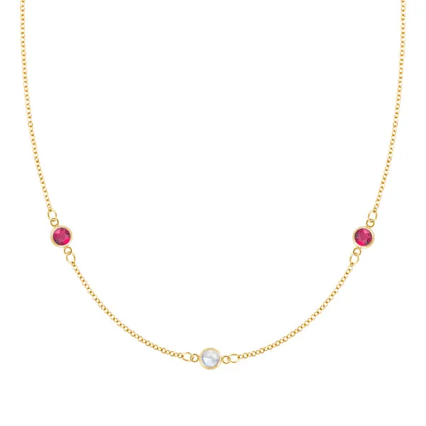 Personalized Classic 3 Birthstone Necklace in 14k Gold sold by Haverhill
