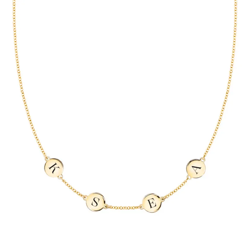 Personalized 4 Letter Necklace in 14k Gold (Single Spacing) sold by Haverhill