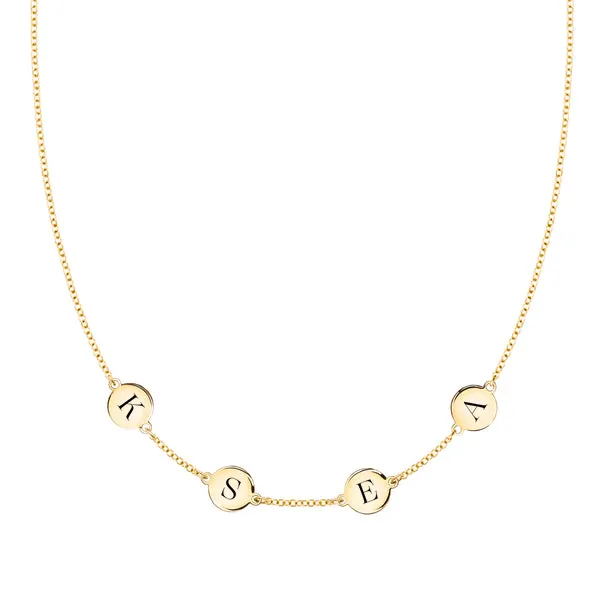 Personalized 4 Letter Necklace in 14k Gold (Single Spacing) sold by Haverhill