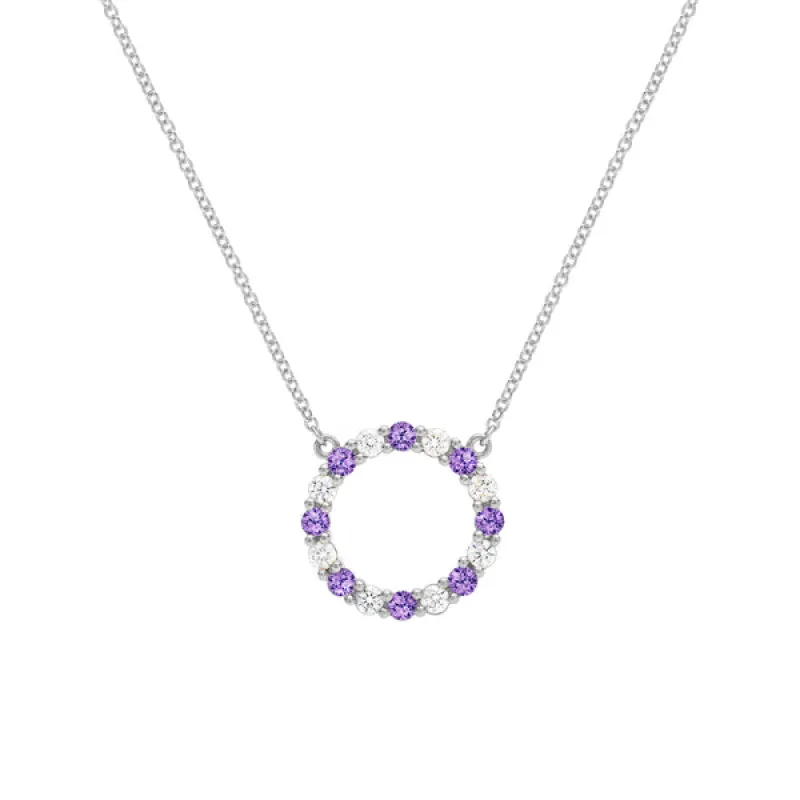 Personalized Rosecliff Circle Birthstone Necklace in 14k Gold sold by Haverhill