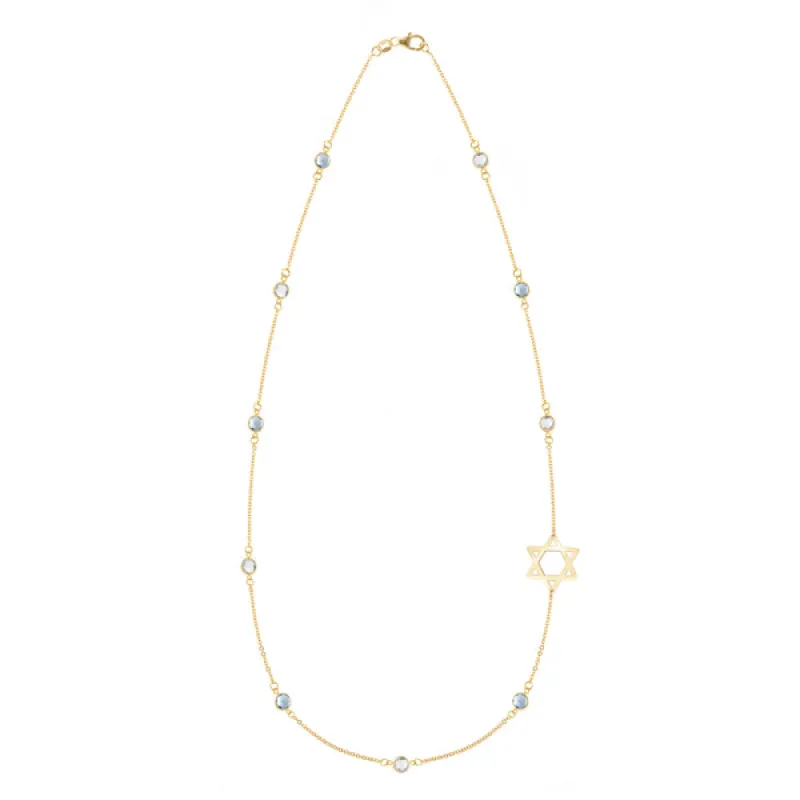 Personalized Bayberry Birthstone Star of David Necklace in 14k Gold sold by Haverhill