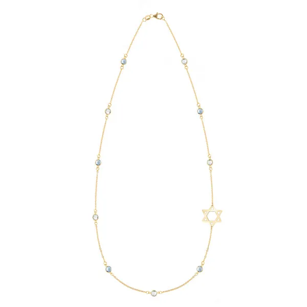 Personalized Bayberry Birthstone Star of David Necklace in 14k Gold sold by Haverhill
