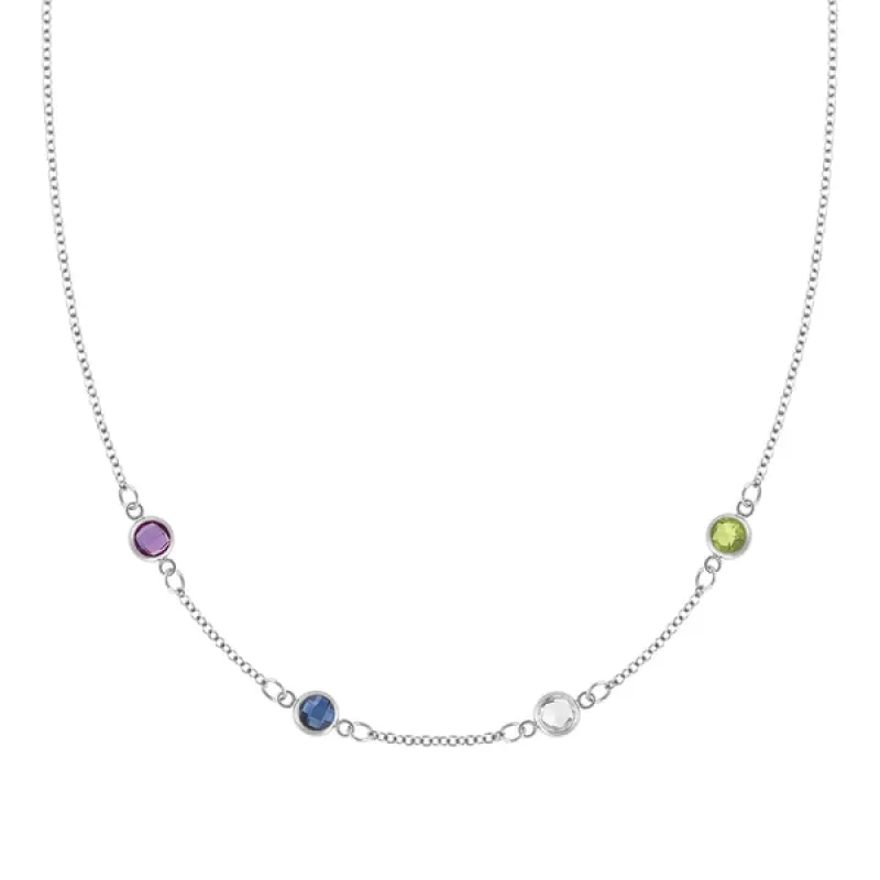 Personalized Classic 4 Birthstone Necklace in 14k Gold sold by Haverhill