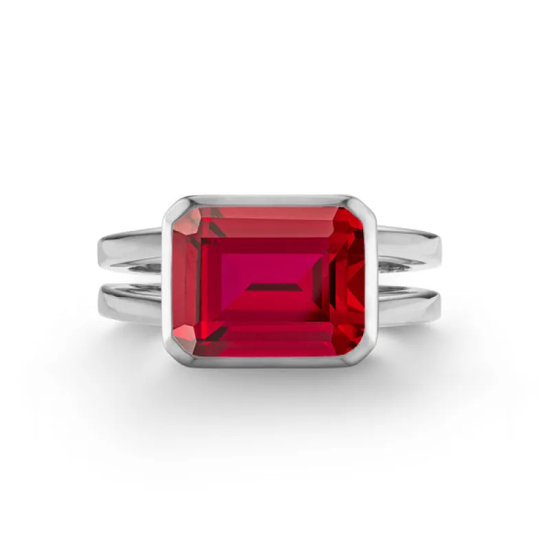 Personalized Warren Horizontal Birthstone Ring in 14k Gold sold by Haverhill
