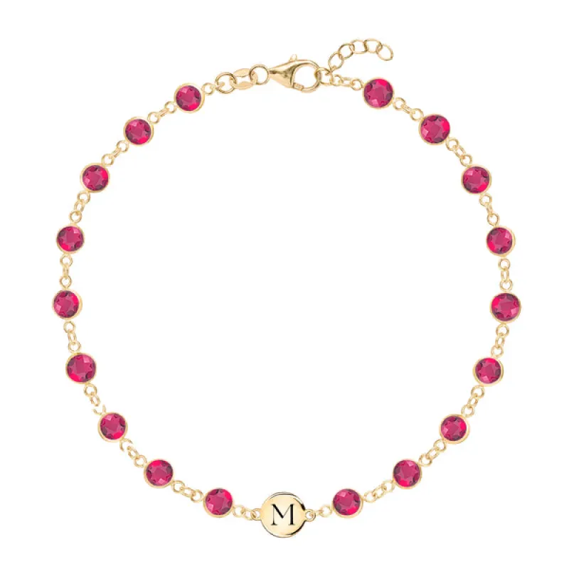 Personalized Newport 1 Letter Birthstone Bracelet in 14k Gold sold by Haverhill