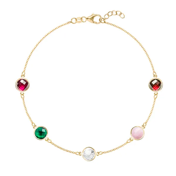 Personalized Grand 5 Birthstone Bracelet in 14k Gold sold by Haverhill