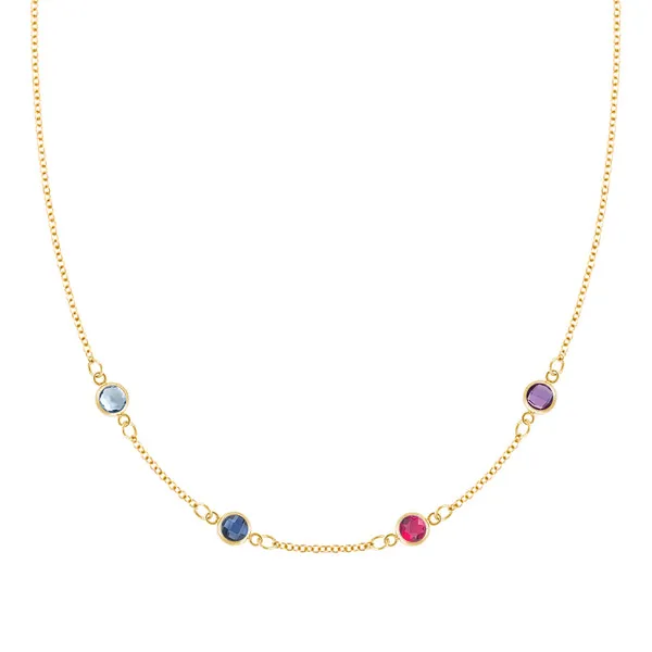Personalized Classic 4 Birthstone Necklace in 14k Gold sold by Haverhill