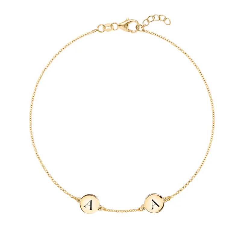 Personalized 2 Letter Bracelet in 14k Gold sold by Haverhill