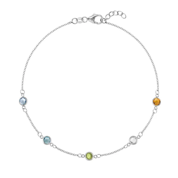 Personalized Classic 5 Birthstone Bracelet in 14k Gold sold by Haverhill