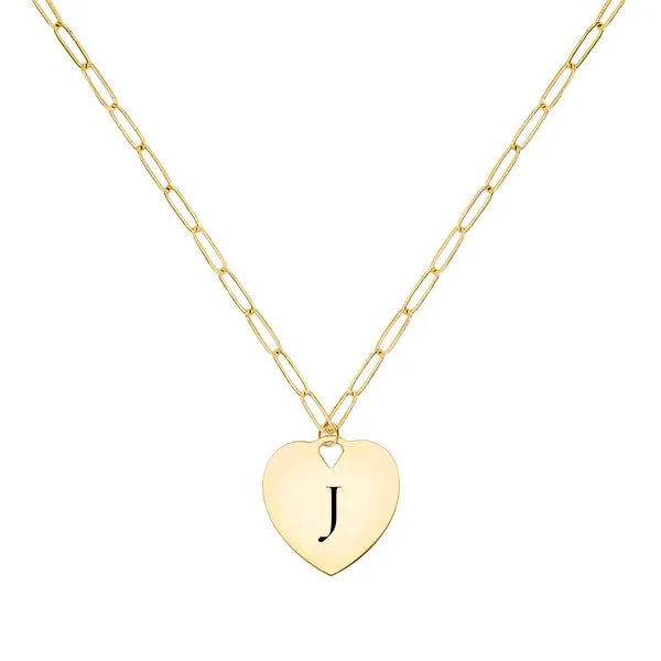 Engravable Flat Heart Pendant with Adelaide Mini Chain in 14k Gold sold by Haverhill