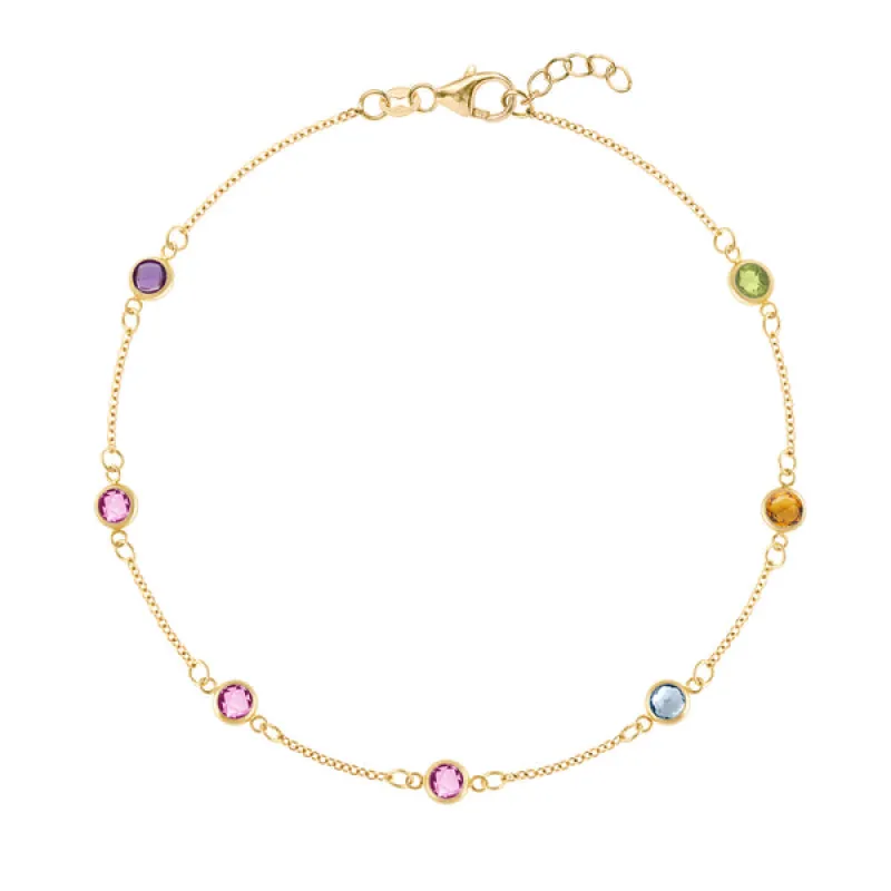 Personalized Classic 7 Birthstone Bracelet in 14k Gold sold by Haverhill