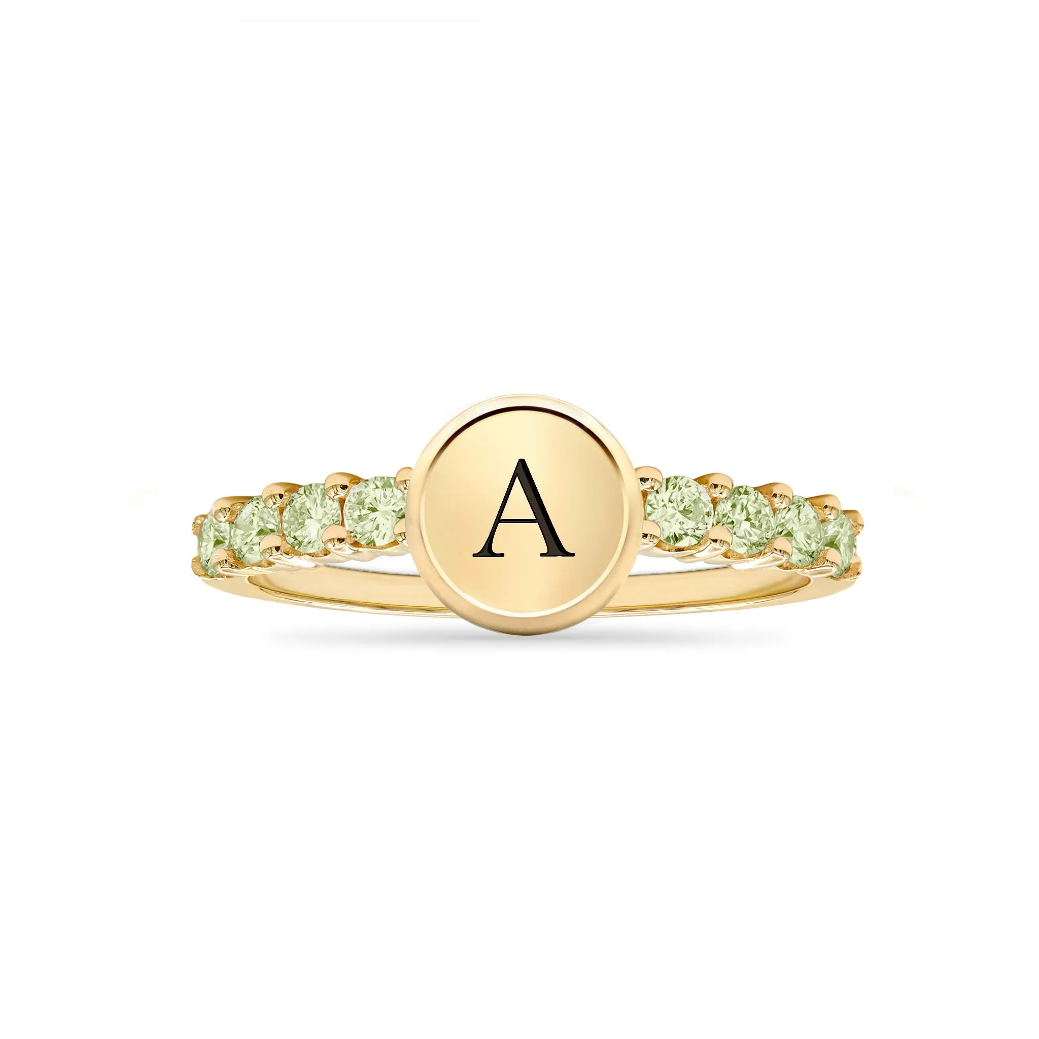 Rosecliff Letter Peridot Ring in 14k Gold (August) sold by Haverhill product image thumbnail 4