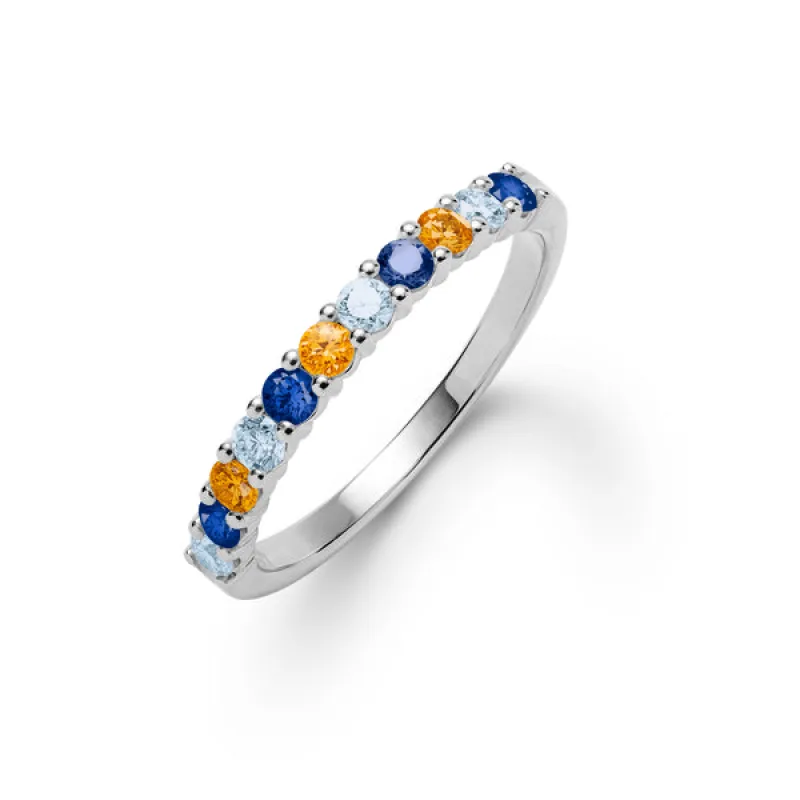 Personalized Rosecliff Birthstone Stackable Ring in 14k Gold sold by Haverhill