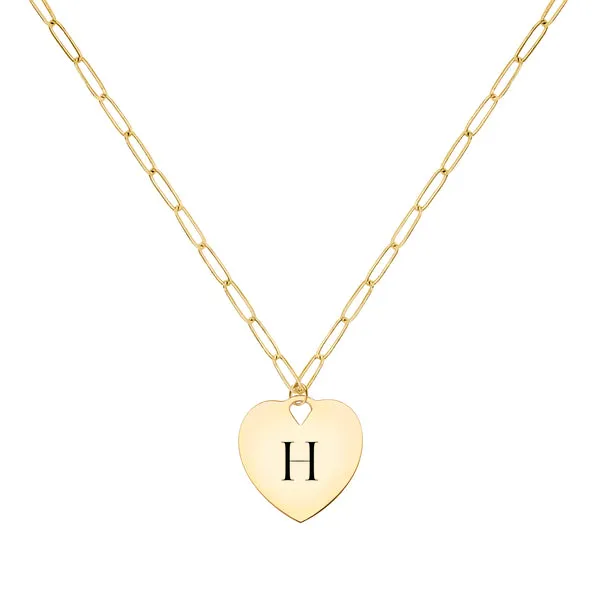 Engravable Flat Heart Pendant with Adelaide Mini Chain in 14k Gold sold by Haverhill