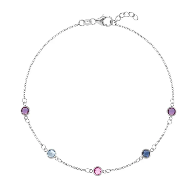 Personalized Classic 5 Birthstone Bracelet in 14k Gold sold by Haverhill