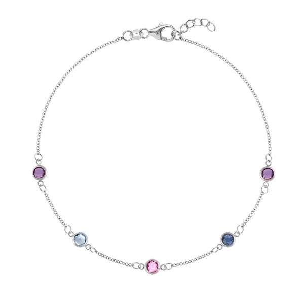 Personalized Classic 5 Birthstone Bracelet in 14k Gold sold by Haverhill