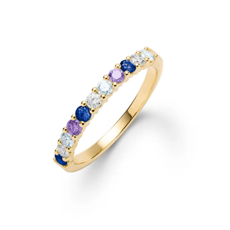 Personalized Rosecliff Birthstone Stackable Ring in 14k Gold sold by Haverhill