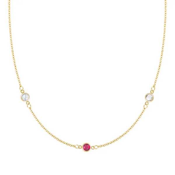 Personalized Classic 3 Birthstone Necklace in 14k Gold sold by Haverhill