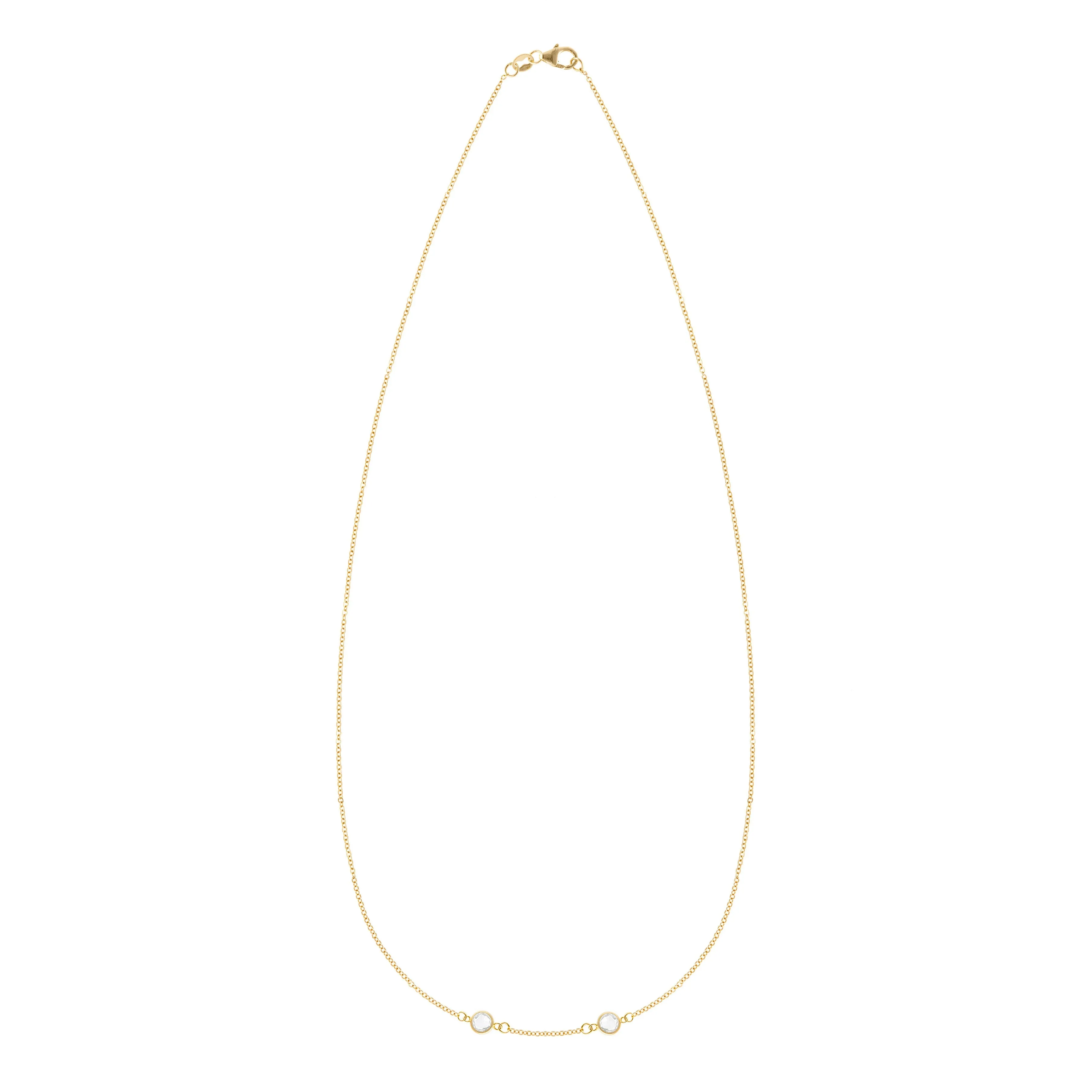 Personalized Classic 2 Birthstone Necklace in 14k Gold (Centered) sold by Haverhill product image thumbnail 4