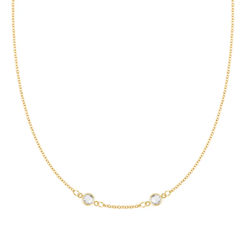 Personalized Classic 2 Birthstone Necklace in 14k Gold (Centered) sold by Haverhill