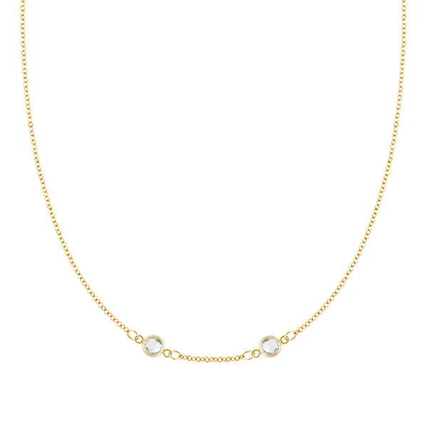Personalized Classic 2 Birthstone Necklace in 14k Gold (Centered) sold by Haverhill