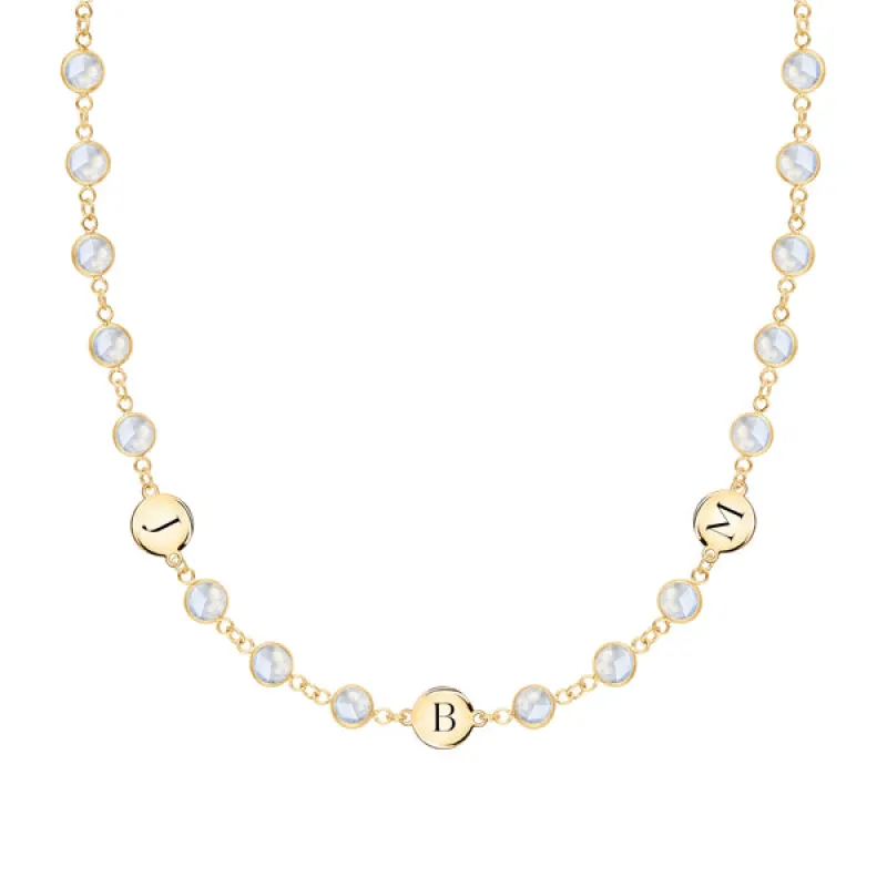 Personalized Newport 3 Letter Birthstone Necklace in 14k Gold sold by Haverhill