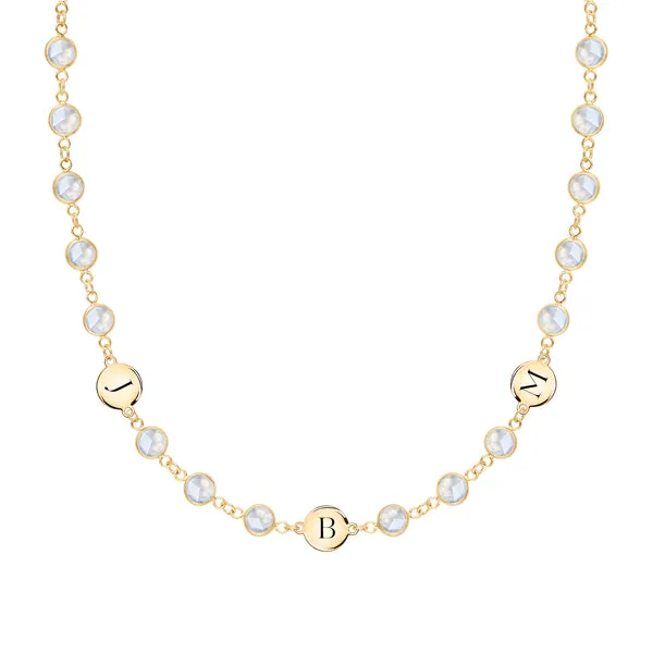 Personalized Newport 3 Letter Birthstone Necklace in 14k Gold sold by Haverhill