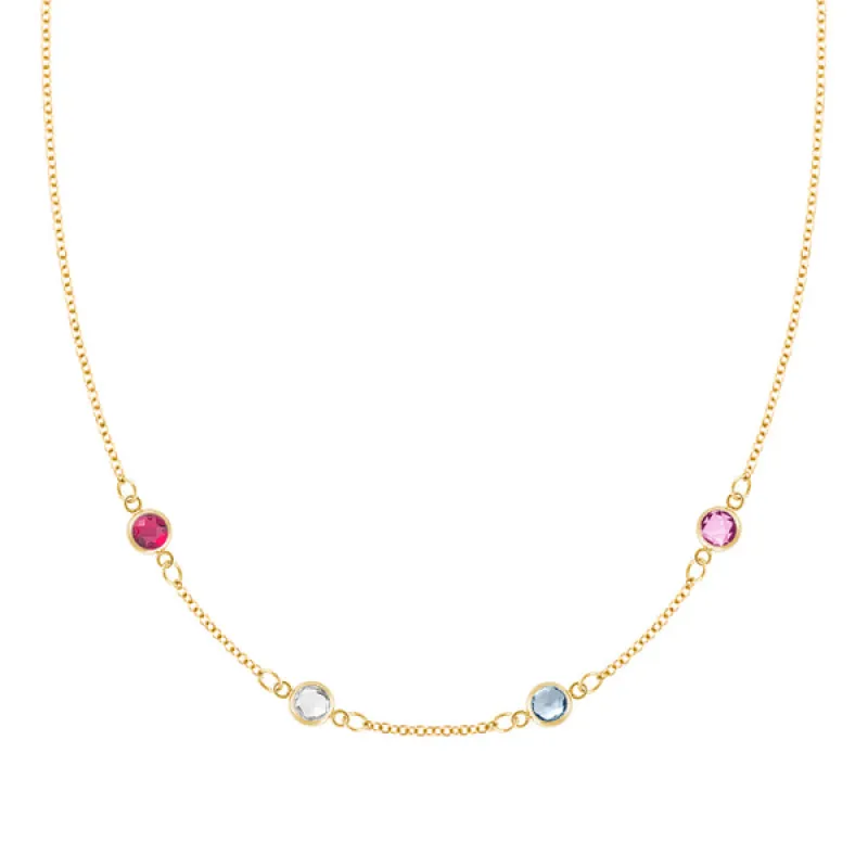 Personalized Classic 4 Birthstone Necklace in 14k Gold sold by Haverhill