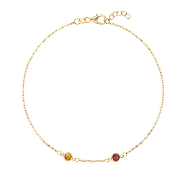 Personalized Classic 2 Birthstone Bracelet in 14k Gold sold by Haverhill
