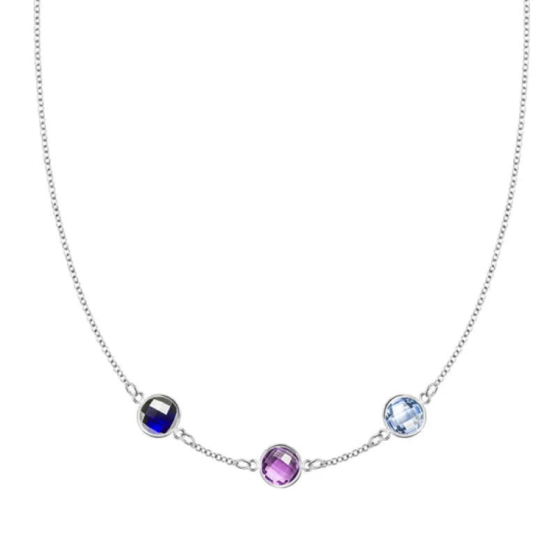 Personalized Grand 3 Birthstone Necklace in 14k Gold sold by Haverhill