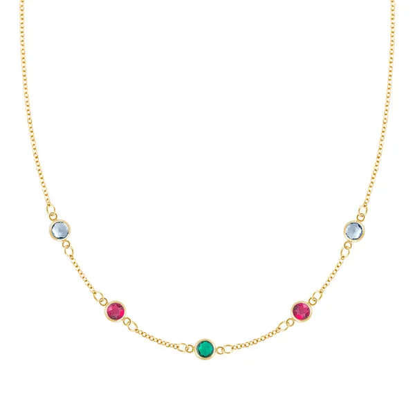 Personalized Classic 5 Birthstone Necklace in 14k Gold sold by Haverhill