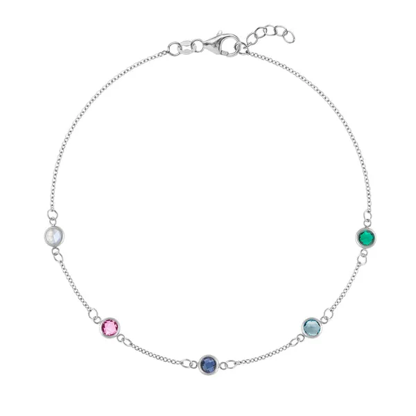 Personalized Classic 5 Birthstone Bracelet in 14k Gold sold by Haverhill