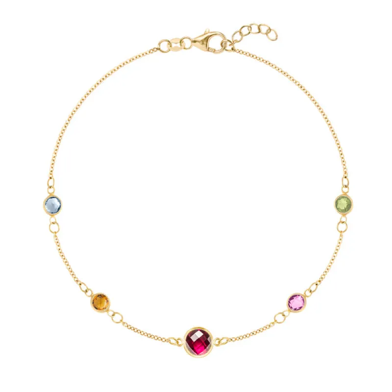 Personalized 1 Grand & 4 Classic Birthstone Bracelet in 14k Gold sold by Haverhill