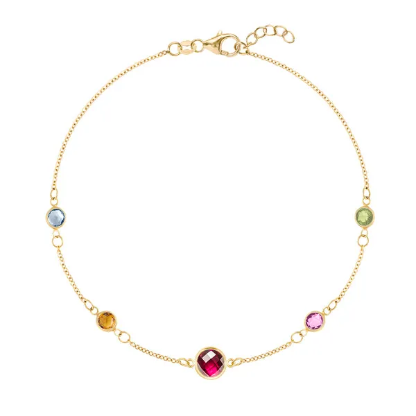 Personalized 1 Grand & 4 Classic Birthstone Bracelet in 14k Gold sold by Haverhill
