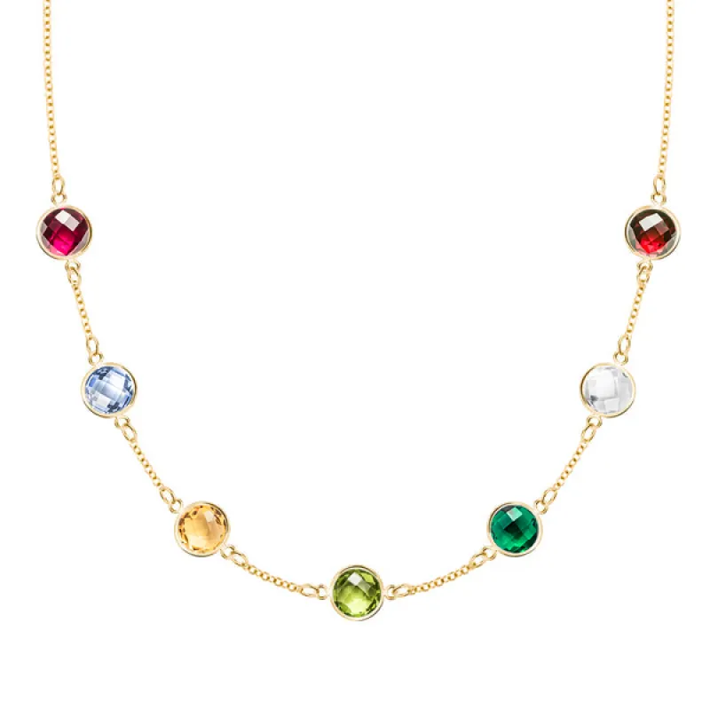 Personalized Grand 7 Birthstone Necklace in 14k Gold sold by Haverhill