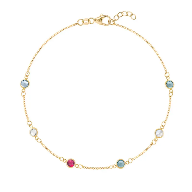 Personalized Classic 6 Birthstone Bracelet in 14k Gold sold by Haverhill