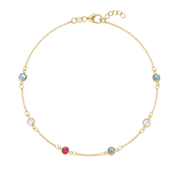 Personalized Classic 6 Birthstone Bracelet in 14k Gold sold by Haverhill